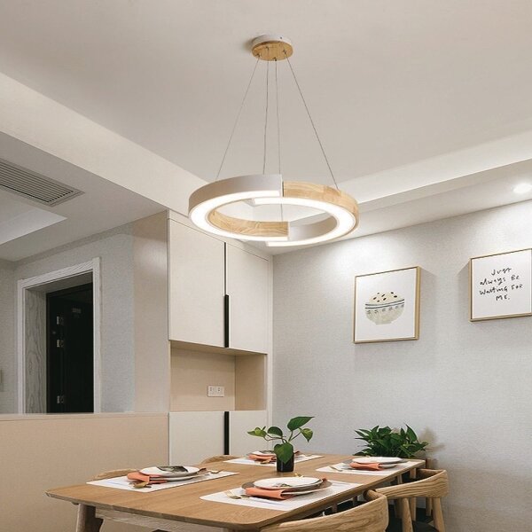 Lustră LED pe cablu LED/32W/230V 3000K alb/lemn
