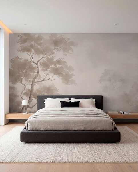 Tapet Copac imitație de acuarelă estompată , Fototapet Natură, w03471v1 : Uwalls.ro