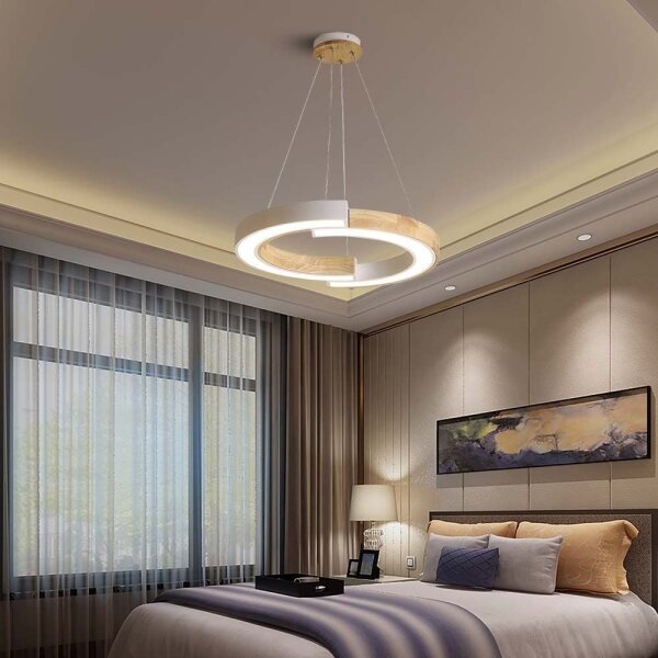 Lustră LED pe cablu LED/32W/230V 3000K alb/lemn
