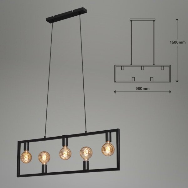 Lustră pe cablu Brilo 4028-055 KOTAK VINTAGE 5xE27/40W/230V
