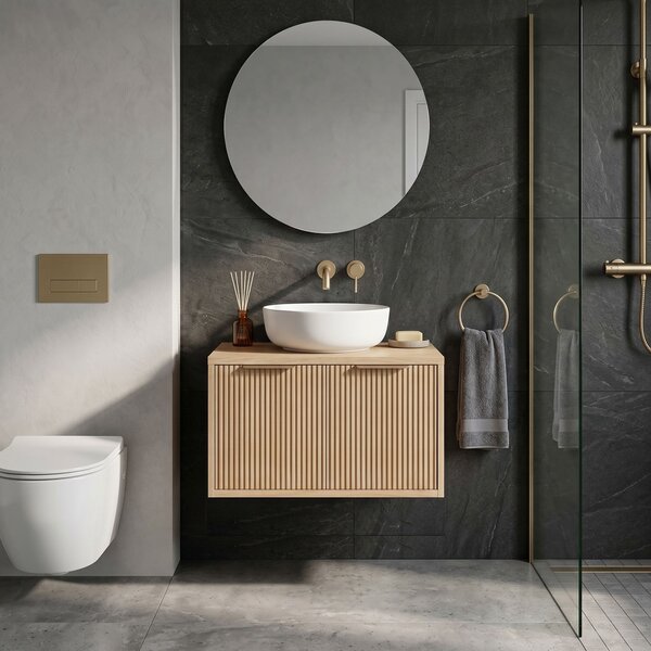 Dulap baie pentru lavoar Rea Core 60cm Beige