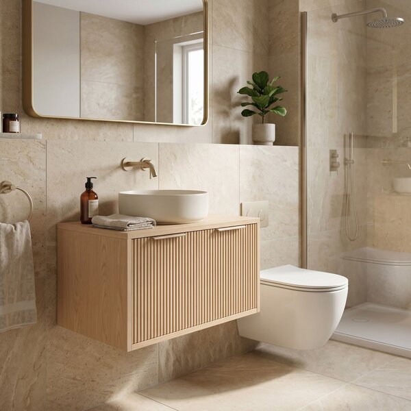Dulap baie pentru lavoar Rea Core 60cm Beige