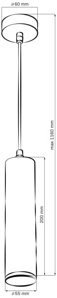 Lustră pe cablu pentru baie TURYN 1xGU10/10W/230V IP44 negru