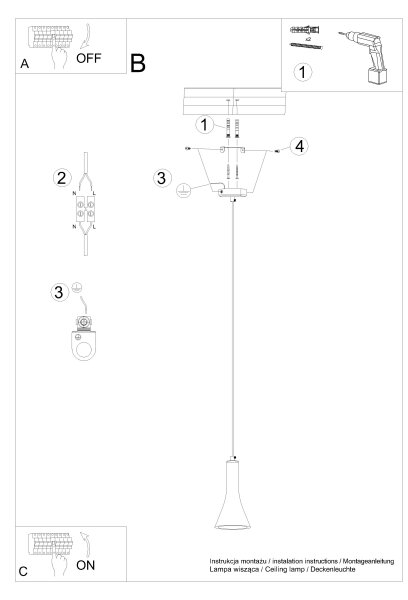 Lustră pe cablu Sollux SL.1223 REA 1xE14/12W/230V beton