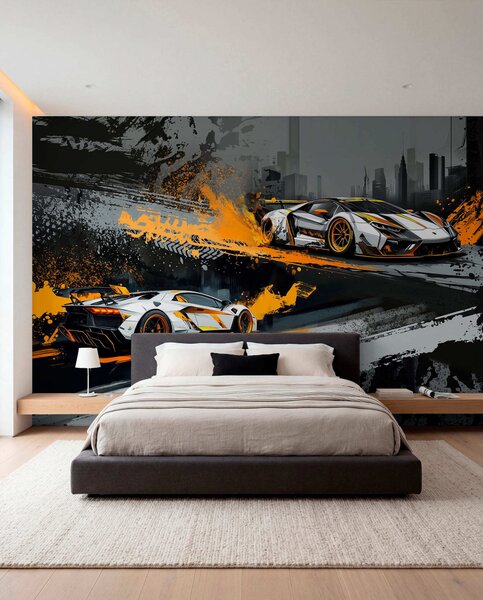 Tapet stil Grange dur, expresiv, mașini sport dinamice, Fototapet Transport, w03721 : Uwalls.ro