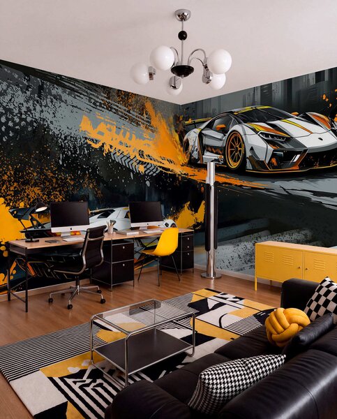 Tapet stil Grange dur, expresiv, mașini sport dinamice, Fototapet Transport, w03721 : Uwalls.ro