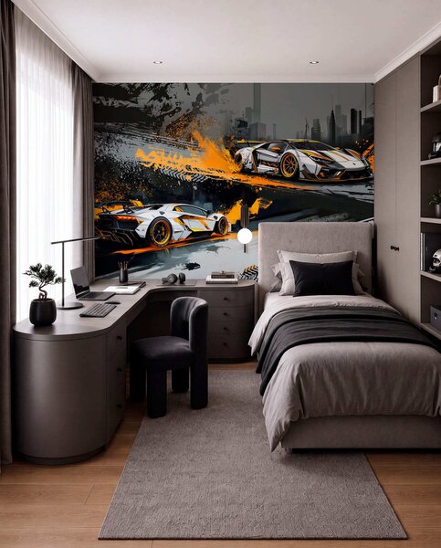 Tapet stil Grange dur, expresiv, mașini sport dinamice, Fototapet Transport, w03721 : Uwalls.ro