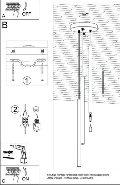 Lustră pe cablu Sollux SL.1268 PASTELO 3xG9/8W/230V lemn