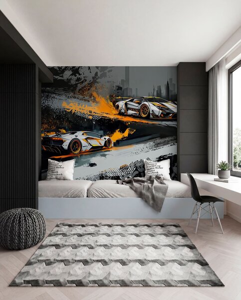 Tapet stil Grange dur, expresiv, mașini sport dinamice, Fototapet Transport, w03721 : Uwalls.ro