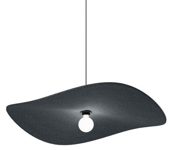 Wever & Ducré Lighting WEVER & DUCRÉ Lampă suspendată Wave Soft 3.0 din pâslă antracit 100 cm, reglabil, Negru, Camera de zi / sufragerie, Țesătură / Textil, Modern