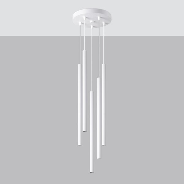 Lustră pe cablu Sollux SL.1175 PASTELO 5xG9/8W/230V alb
