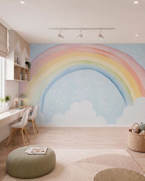 Tapet Curcubeu, Fototapet Pentru Copii, Rainbow pentru copiilor, w03924 : Uwalls.ro