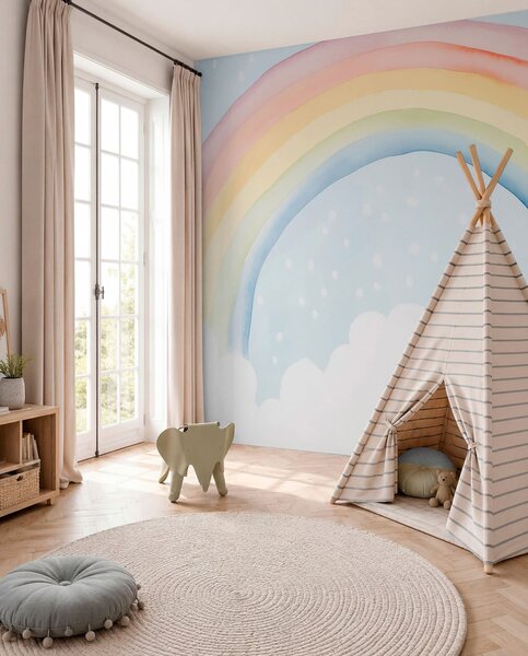Tapet Curcubeu, Fototapet Pentru Copii, Rainbow pentru copiilor, w03924 : Uwalls.ro