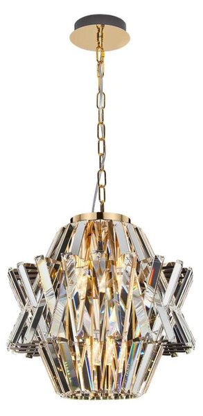 Lustră de cristal pe lanț CROWN 4xE14/40W/230V auriu