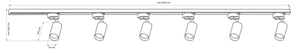 Spot pentru sistem de șină PARIS 6xGU10/10W/230V +2x1 m sistem de șină