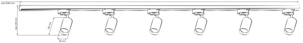 Spot pentru sistem de șină PARIS 6xGU10/10W/230V +2x1 m sistem de șină