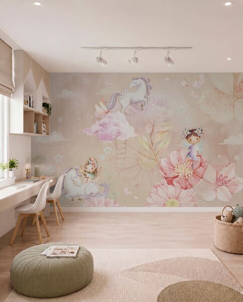 Tapet Zâne zână și unicorn, Fototapet Pentru Copii, w04051 : Uwalls.ro