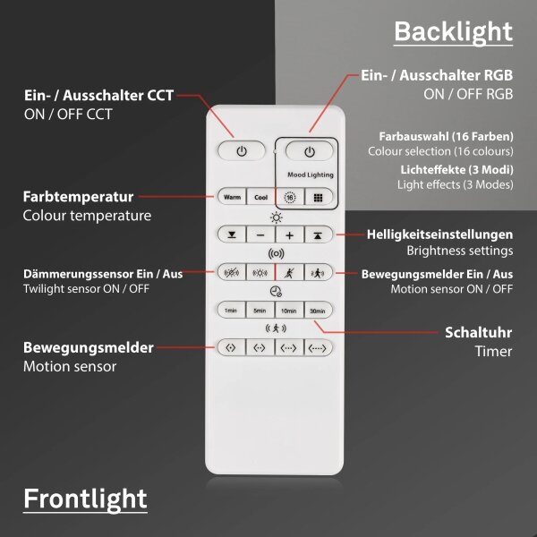 Plafonieră LED RGB dimabilă cu senzor Briloner 3227-015 LED/24W/230V + telecomandă