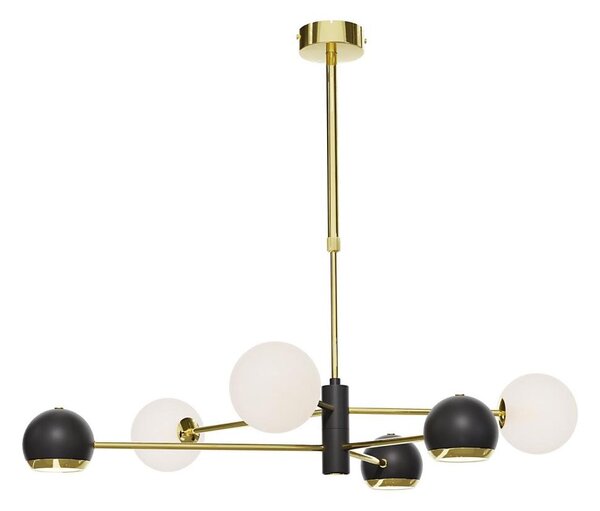 Jupiter 1965 - lustră cu tijă MOKA, 3xGU10/10W/230V + 3xG9/10W/230V, auriu/negru/alb