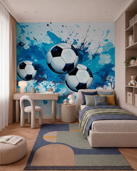 Tapet Mingi de fotbal, Fototapet pentru camera unui adolescent, Fototapet Fotbal, w04373 : Uwalls.ro