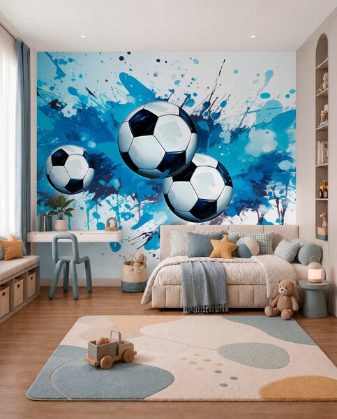 Tapet Mingi de fotbal, Fototapet pentru camera unui adolescent, Fototapet Fotbal, w04373 : Uwalls.ro