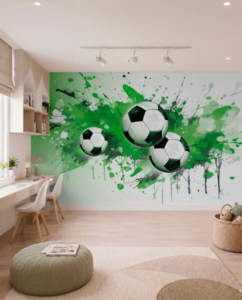 Tapet Mingi de fotbal, Fototapet pentru camera unui adolescent, Fototapet Fotbal, w04373v1 : Uwalls.ro