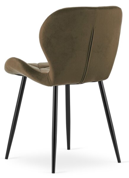 Scaun de masa MANGO VELVET cu picioare negre, maro