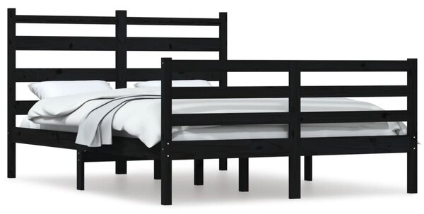 Cadru de pat, 120x200 cm, lemn masiv de pin, negru