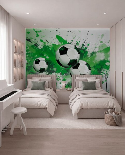 Tapet Mingi de fotbal, Fototapet pentru camera unui adolescent, Fototapet Fotbal, w04373v1 : Uwalls.ro