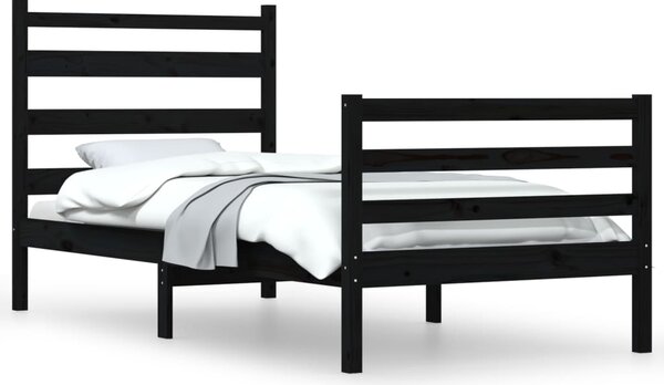 Cadru de pat, 90x200 cm, lemn masiv de pin, negru