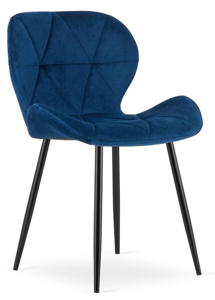 Scaun de masa MANGO VELVET cu picioare negre, albastru