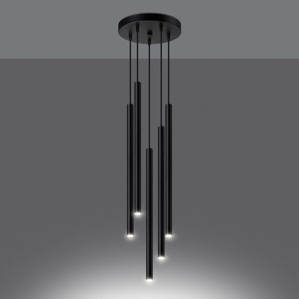 Lustră pe cablu Sollux SL.1176 PASTELO 5xG9/8W/230V negru