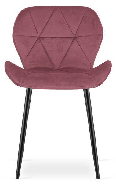 Scaun de masa MANGO VELVET cu picioare negre, roz inchis