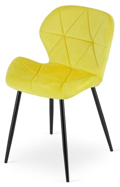 Scaun de masa MANGO VELVET cu picioare negre, galben