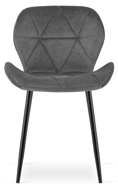 Scaun de masa MANGO VELVET cu picioare negre, gri inchis