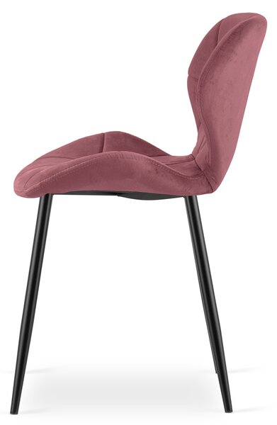 Scaun de masa MANGO VELVET cu picioare negre, roz inchis