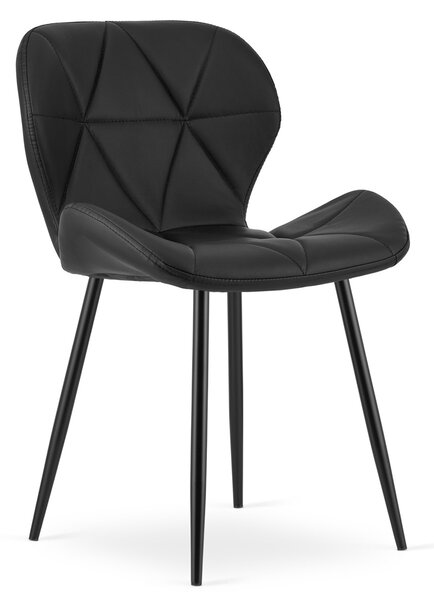 Scaun de masa MANGO din piele ecologica cu picioare negre, negru