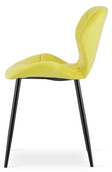 Scaun de masa MANGO VELVET cu picioare negre, galben