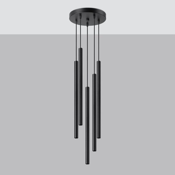 Lustră pe cablu Sollux SL.1176 PASTELO 5xG9/8W/230V negru