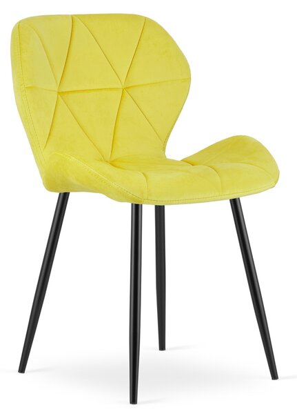 Scaun de masa MANGO VELVET cu picioare negre, galben