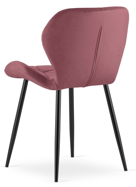 Scaun de masa MANGO VELVET cu picioare negre, roz inchis