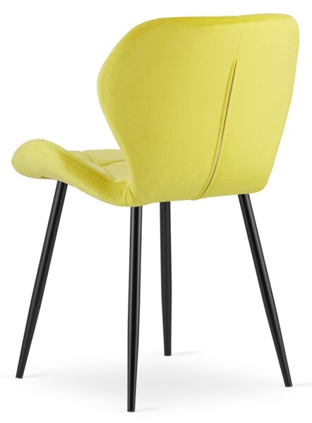 Scaun de masa MANGO VELVET cu picioare negre, galben