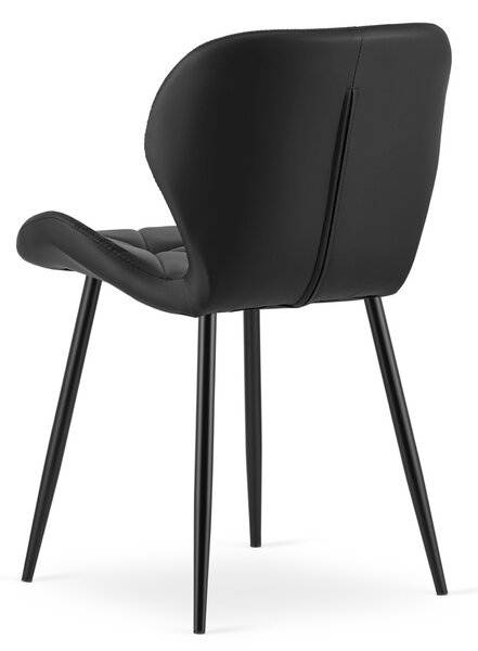 Scaun de masa MANGO din piele ecologica cu picioare negre, negru