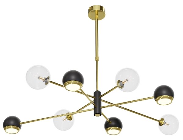 Jupiter 1973 - Lustră pe tijă MOKA 4xGU10/10W/230V + 4xG9/10W/230V auriu/negru/transparent