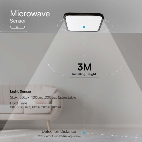 Plafonieră LED cu senzor pentru baie LED/18W/230V 4000K IP44 negru