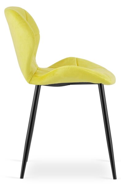 Scaun de masa MANGO VELVET cu picioare negre, galben