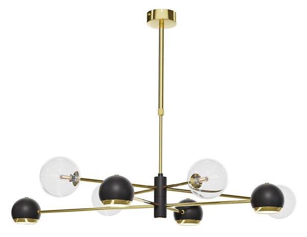 Jupiter 1973 - Lustră pe tijă MOKA 4xGU10/10W/230V + 4xG9/10W/230V auriu/negru/transparent