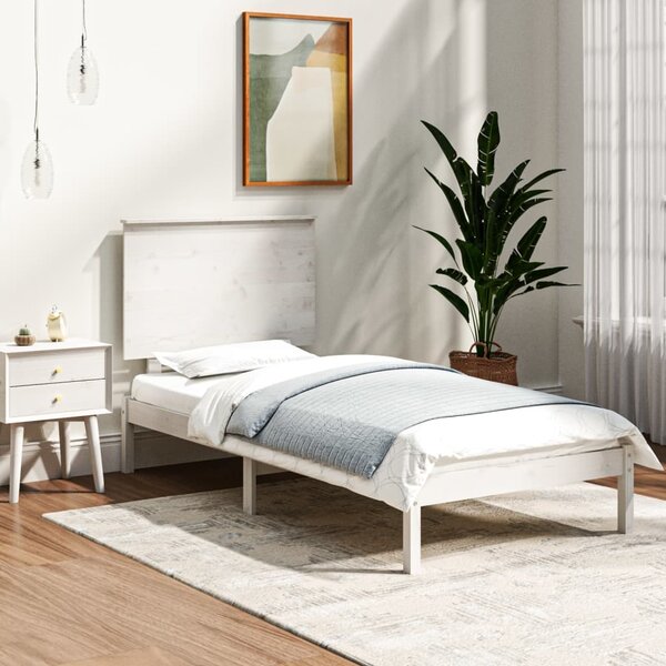Cadru de pat pentru o persoană 3FT, alb, 90x190 cm, lemn masiv
