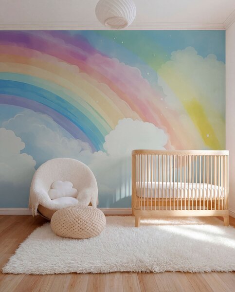 Tapet Curcubeu pe cer, Fototapet Pentru Copii, Rainbow pentru copiilor, w04487 : Uwalls.ro