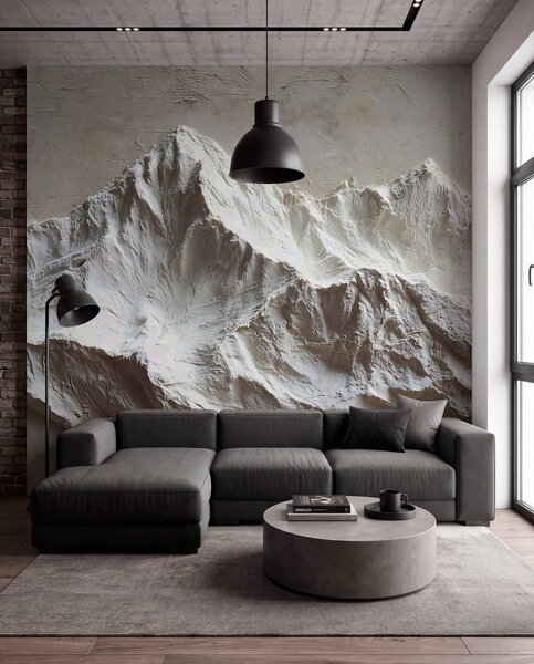 Tapet Munți în relief în tonuri deschise cu textură, Fototapet Natură, w04396 : Uwalls.ro